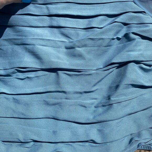 American Eagle large blue sheer cropped ruched mesh sleeve blouse - Picture 7 of 7